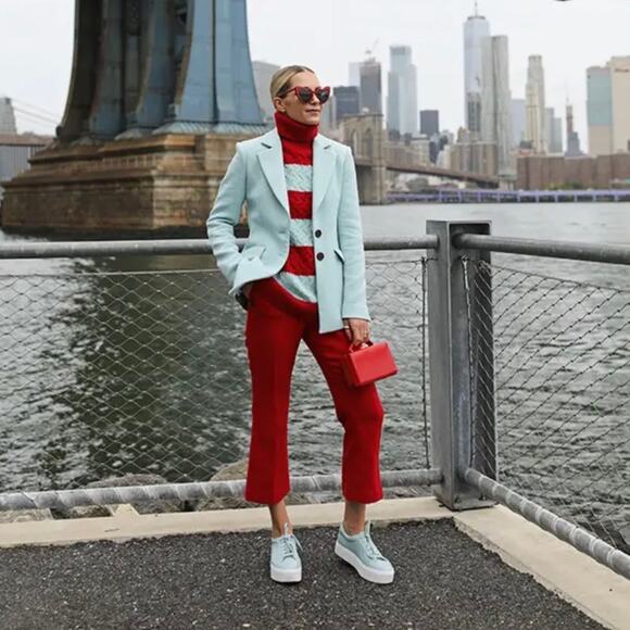 HALOGEN X ATLANTIC-PACIFIC Red Button Detail Kick Flare Pants Women Plus Size 22 - Picture 3 of 7